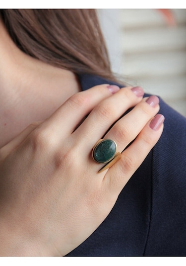 Doğal Taş Krizokol Taşı Ayarlanabilir Kadın Yüzük Euy2kl