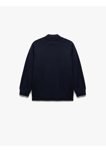 Koton Pamuklu Uzun Kollu Fermuarlı Dik Yaka Triko Okul Hırkası Lacivert 6wkb90001tt Lacivert