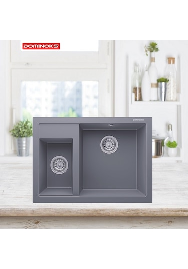 Dominoks Volta70 Gri 50 x 70 CM Tezgah Üstü Granit Evye