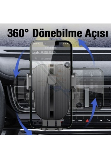 Araç İçi Havalandırma İçin Telefon Tutucu Silikon Destekli Güvenli 360 Derece Araba Telefon Tutucu - 36233