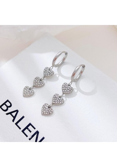 Novahub Beyaz Altın Yeni Titanyum Çelik Aşk Koşu Küpeleri Hafiftir Beyaz