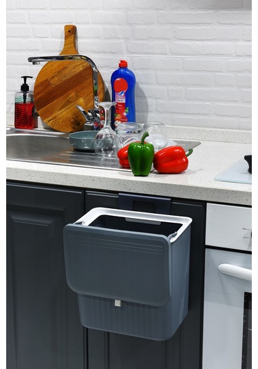 Tfx Çift Yön Kapak Tezgaha Asılabilir Çöp Kovası Gri Gri