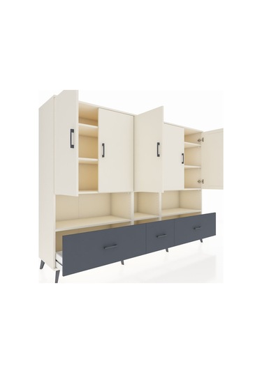 Hyperion Dolap 12 Raflı 3 Çekmeceli 5 Kapaklı 220x44x163 Aytaşı-a Aytaşı-aytaşı/antrasit