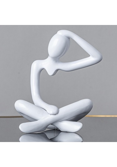 Suntek Düşünür Soyut Heykel Koleksiyonu Masa Kitaplık Beyaz