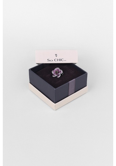 Kamelya Siyah Rodyum Kaplama Gümüş Broş Siyah