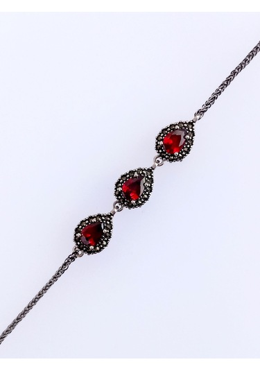 925 Ayar Gümüş Vintage Üçlü Tasarım Damla Kesim Su Yolu Kadın Bileklik Doğum Günü Hediye Gümüş