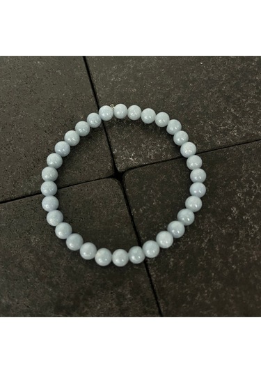 Sertifikalı Anjelit 6mm Doğal Taş Bileklik Mavi