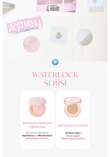 Ton Eşitleyici Aydınlatıcı & Nemlendirici Makyaj Bazı Cushion A'pıeu Waterlock Skin Care Primer Pink