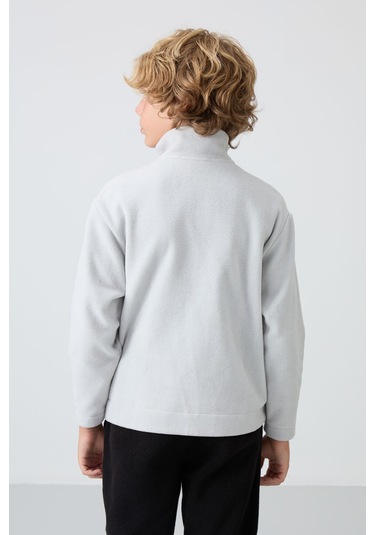 Tommy Life Taş Kalın Yumuşak Dokulu Standart Fit Nakışlı Polar Erkek Çocuk Sweatshirt - 11221 Taş