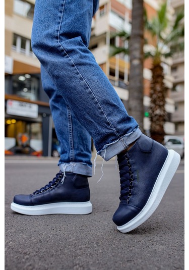 Pabucmarketi Bağcıklı Erkek Sneaker Bot Lacivert Lacivert