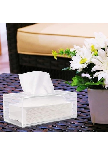 Banyo Yüz Doku Kutuları Kapak Raf Zarif Ve Şık Tasarım Şeffaf Akrilik Dikdörtgen Peçete Saklama Kutusu Doku Kutuları