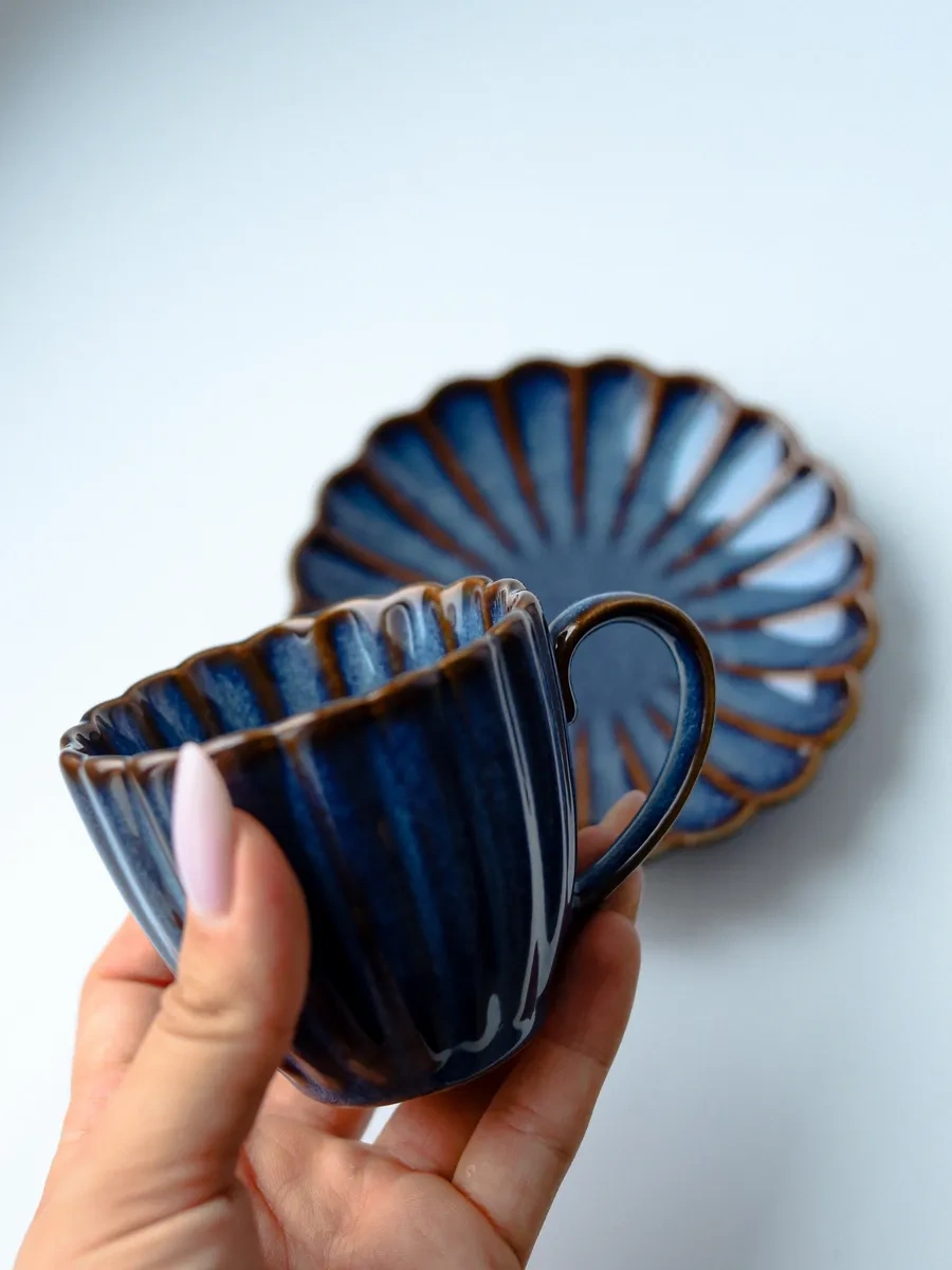 Aberu Shop Çay/ Kahve Takımı Fincan Ve Tabak 150ml 397771066 Mavi Topaz