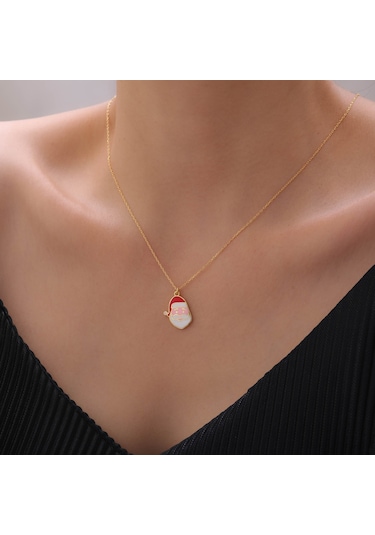 925 Ayar Gümüş Yılbaşı Hediyesi Noel Baba Kolye Gold