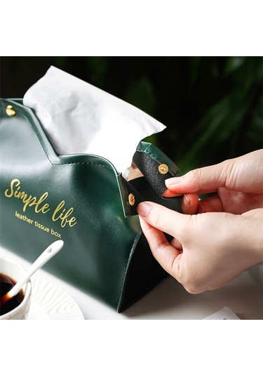 Deri Doku Tutucu Ev Peçete Saklama Kutusu Su Geçirmez Toz Doku Kutusu Mutfak Ofis Doku Kutuları Oturma Odası Dekorasyon