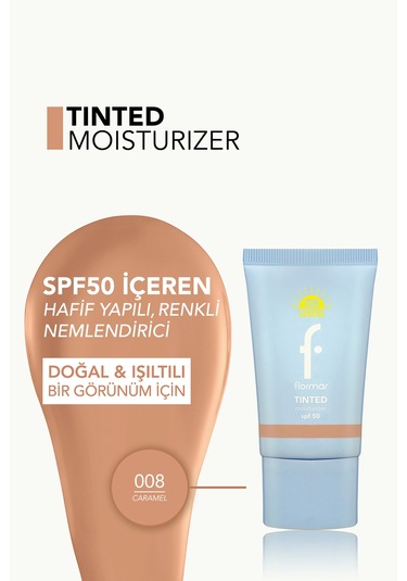 Flormar Sun Lovers Nemlendirici Etkili & Doğal Bitişli Renkli Güneş Koruyucu SPF50 008 Caramel 30 ML
