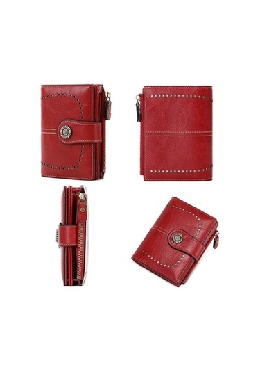 Linjinxu Rfıd Hırsızlık Önleyici Fırça Kadın Cüzdanı Çoklu Kart Pozisyonlu Tokalı Cüzdan Kısa Fermuarlı Çanta Siyah Siyah