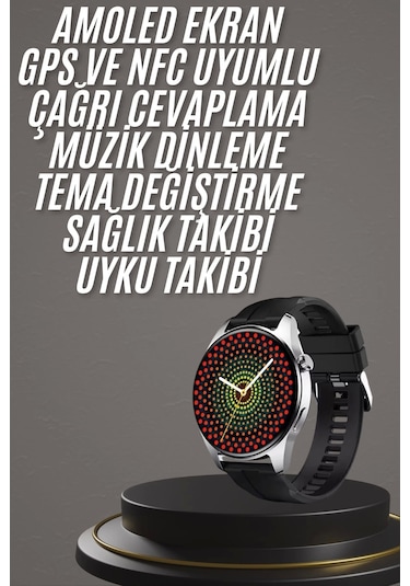Akıllı Saat 1.5 Inç Amoled Ekran Çift Kordonlu Gps Nfc Uyumlu