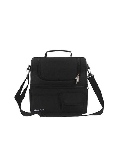 Tongxida Siyah 2 Bölme Isı Saklama Çantası, Oxford Kumaş Bento Çanta, Piknik Kamp Çantası Siyah