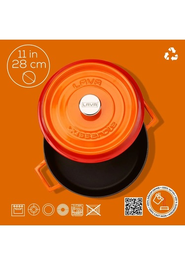 Lava Tencere Ç.a. Yuvarlak Turuncu Trendy Kapak 28 Cm Turuncu