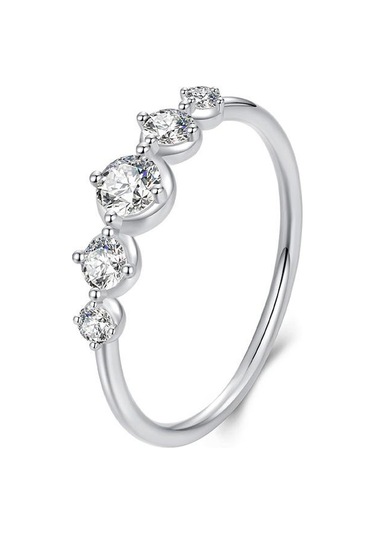 Bsr620 S925 Sterling Silver Platinum-plated Shining Zircon Ring 8 Çok Renkli