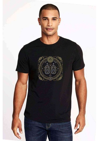 Burç Ikizler Gemini Baskılı Siyah Erkek Tshirt