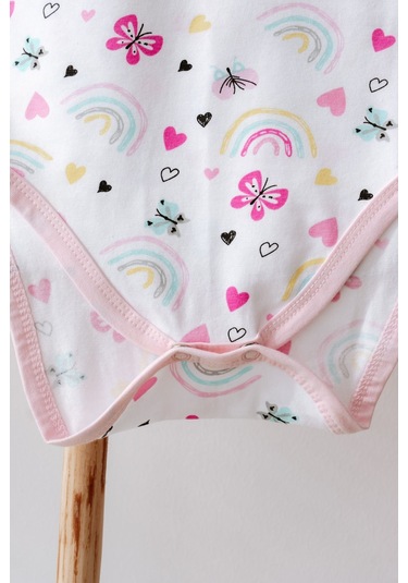 Lilabio %100 Pamuk 2li Kısa Kollu Bebek Body Renkli Çok Renkli