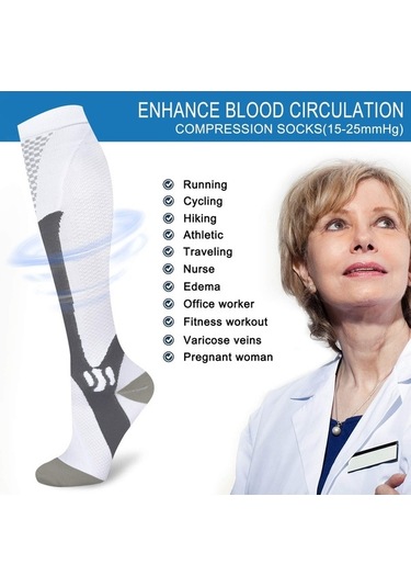 Jl 3 Çift Kompresyon Çorabı, Kadın, Erkek, 15 25 Mmhg Destek Sc Çok Renkli