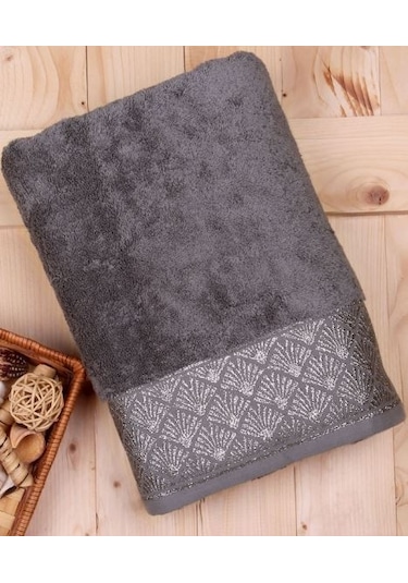 Baveno Pamuk Jakarlı 100X150 Havlu-Gri