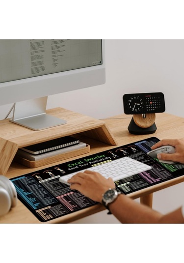 Excel Kısayolları Klavye Mouse Pad Büyük Kaymaz Ofis Masa Matı 11 Kısayol