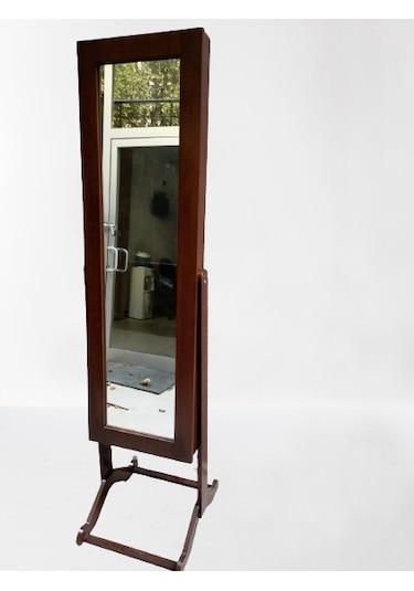 Boy Ayna Takı Dolap Model Ahşap Parlak Ceviz Boya Natüre Klasik A