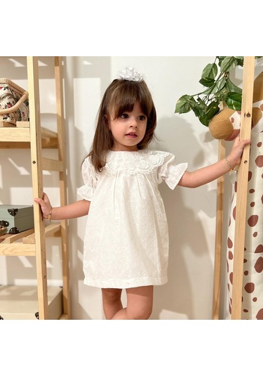 Dantel Yaka Fisto Çocuk Elbise Toka Takım 001