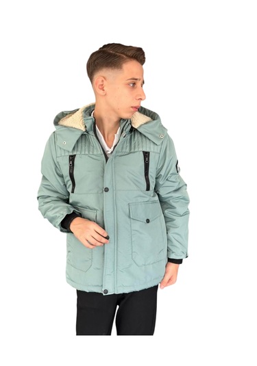 Erkek Çocuk Fermuar Torba Cepli Fermuar Çıtçıt Kapamalı Peluş Astarlı Kapüşonu Çıkabilen Yeşil Mont Yeşil Erkek Çocuk Fermuar Torba Cepli Fermuar Çıtçıt Kapamalı Peluş Astarlı Kapüşonu Çıkabilen Yeşil Mont Yeşil