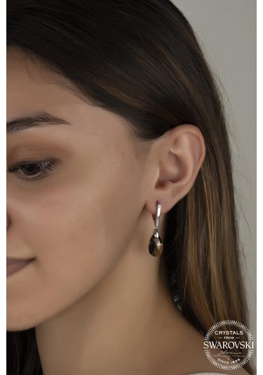 Union Takı Union Swarovski Crystal Kadın Green Sallantılı Damla Gümüş Küpe