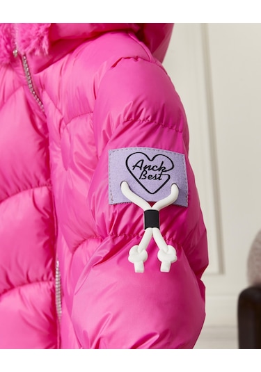 Benitto Kids Kız Bebek Kapüşonlu Fermuarlı Şişme Mont 51351 Pembe