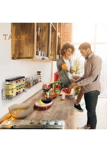 Gümüş 2/4 Adet Depolama Rafı Duvara Monte Çok Fonksiyonlu Karbon Çelik Uygun Ev Dolap Baharat Organizatör Raf Mutfak Malzemeleri 4 Gümüş