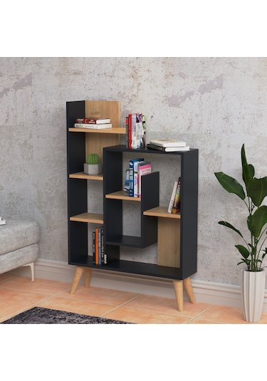 Lagomood New Sally Kitaplık Antrasit Meşe