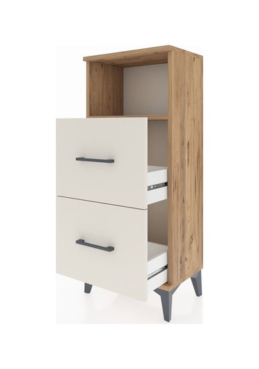 Arges Komodin Tek Raflı 2 Çekmeceli 44x30x106 Çam-aytaşı Çam
