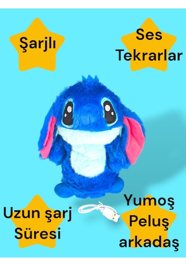 Konuşan Stitch Peluş Oyuncak Stich Peluş Oyuncak Konuşma Tekrarlayan Şarjlı Kaktüs Stich Model Diğer