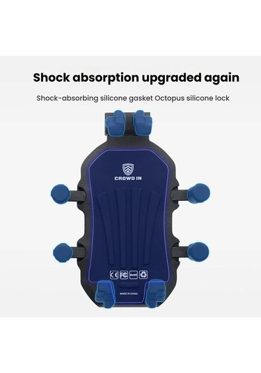 Motosiklet Dikiz Aynası Dağı Alüminyum Alaşımlı Şok Emici Cep Telefonu Tutucu Siyah Siyah