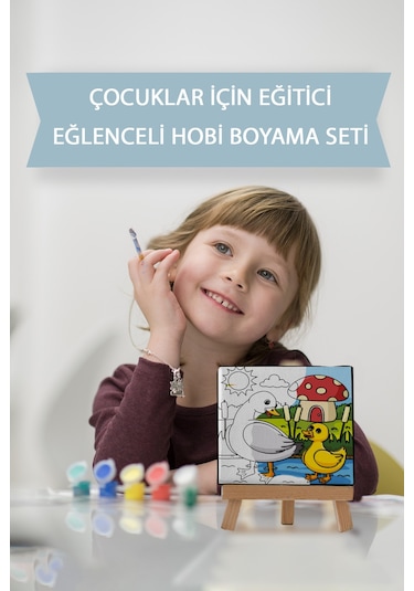 Sevimli Anne Ve Yavru Ördek Çocuk Eğitici Tuval Boyama Hobi Seti