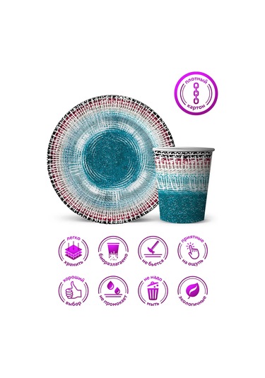 Nd Plej Tek Kullanımlık Çatal Bıçak Takımı Tabaklar Ve Bardaklar, Seramik Mavi. 445209062 100 adet