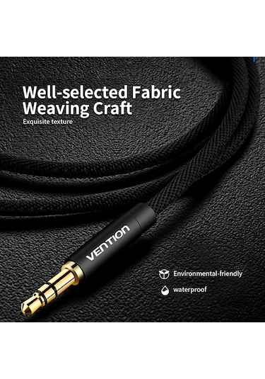 Springsun Ventıon 3.5mm Aux Ses Kablosu Arabaya Monte Erkekten Erkeğe Hifi Kablosu Kumaş Dokuma İle Stereo Ses Kablosu Telefon Pc