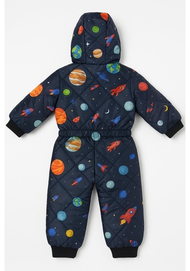 Freemen Bebek Astronot Tulum Kapüşonlu Ve Kürklü Lacivert