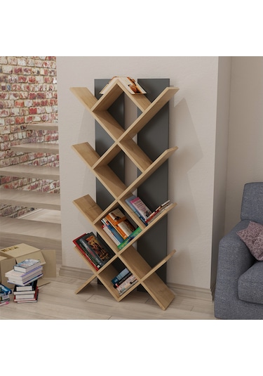 Lagomood Rahle Kitaplık Antrasit Meşe