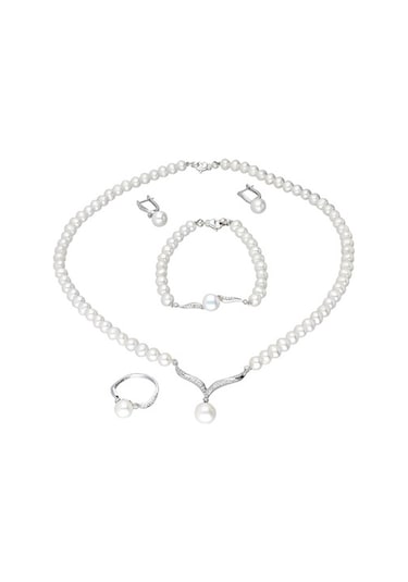 Chavin Inci Gümüş Kolye Küpe Bileklik Yüzük Takım Set Ds38