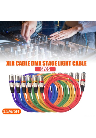 Lemestar 1.5m Uzunlukta 6 Renkli Set, Çift Katlı Koruma, 3 Pin Xlr Mikrofon-mikser Ses Kablosu Profesyonel Sinyal Aktarımı