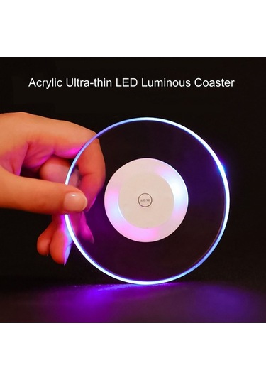 Besthome1 Ültra İnce 10cm Beyaz Işık Bardak Altlığı - Suya Dayanıklı Led Işıklı, Bar/parti Dekorasyonu