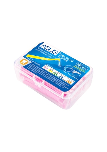 Wezone L Şekilli Diş Arası Fırçası - 20'li Paket, Hassas Diş Eti Temizliği İçin 0.6mm Pembe Fırça