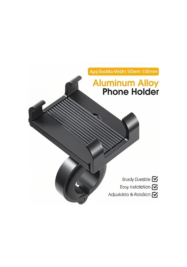 Skycity Alüminyum Bisiklet Telefon Tutucu - Jant Çapı 22.2-31.8mm, Telefon Boyutu 55-100mm, Tip C, Güçlü Sabitleme, Geçici Kullanıma Uygun Siyah