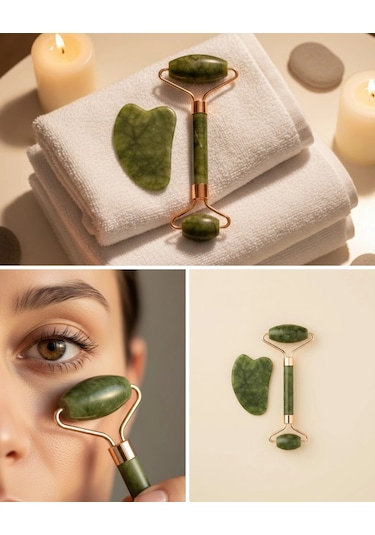 Yeşim Taşı Yüz Bakım Seti Çift Başlıklı Roller Gua Sha 16271596